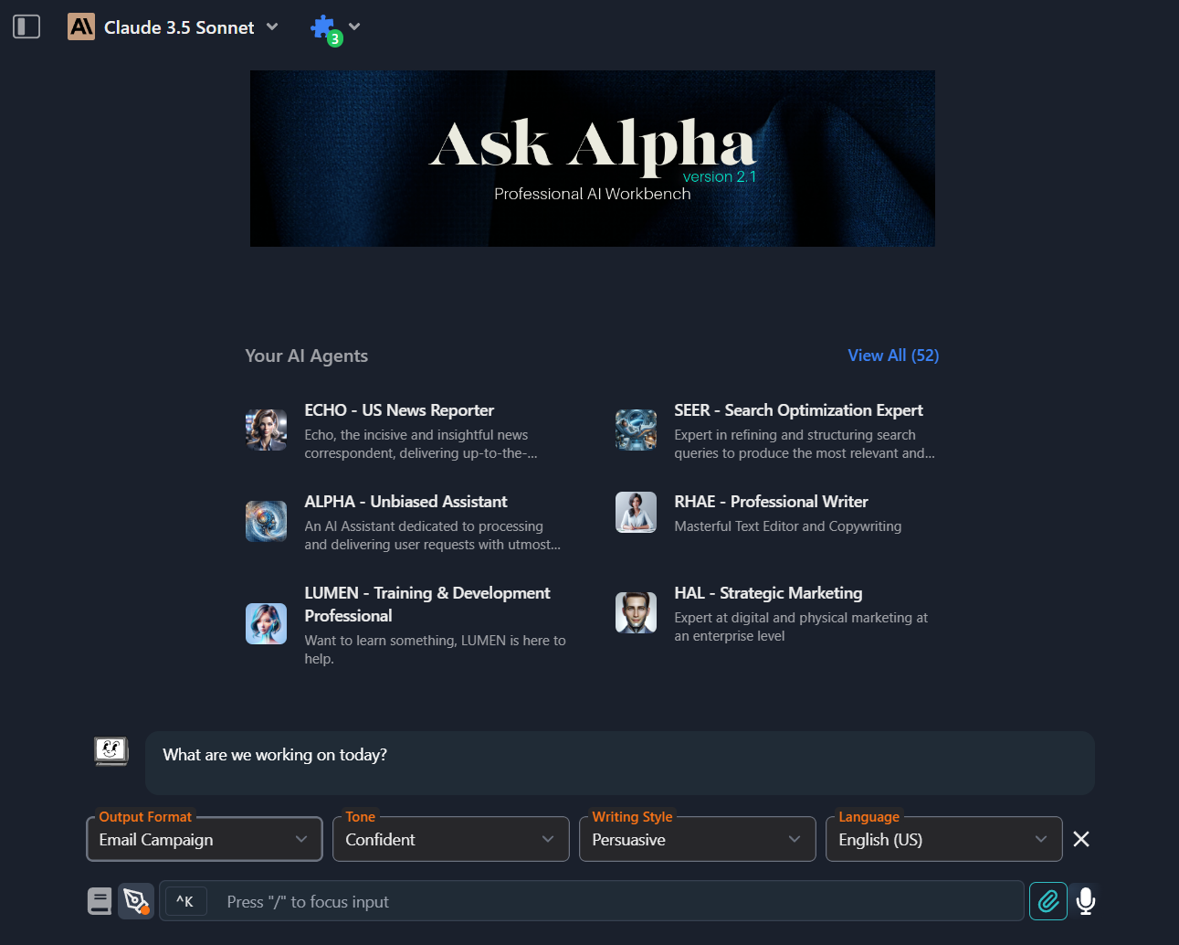 Ask Alpha AI Interface